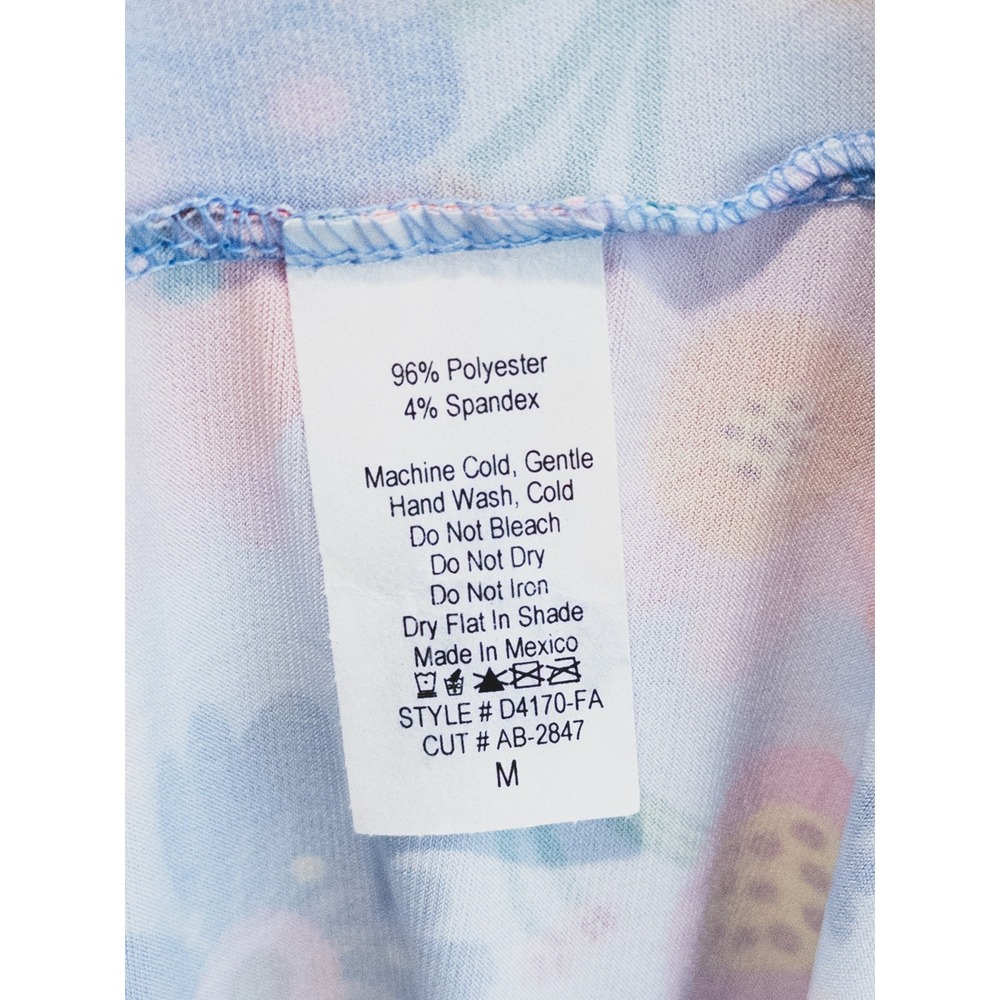 The ZigZag Stripe Floral Babydoll Dress Womens Medium Blue Whimsical Floral - Picture 7 of 8